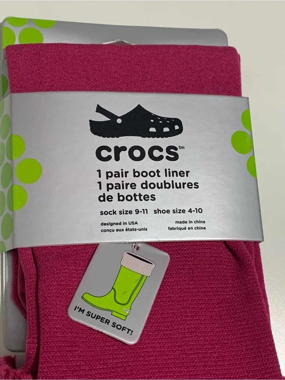 Crocs Boot Liner Socks 2 Pair Bundle Size 9-11 NWT Blue and Red Striped Cuffs